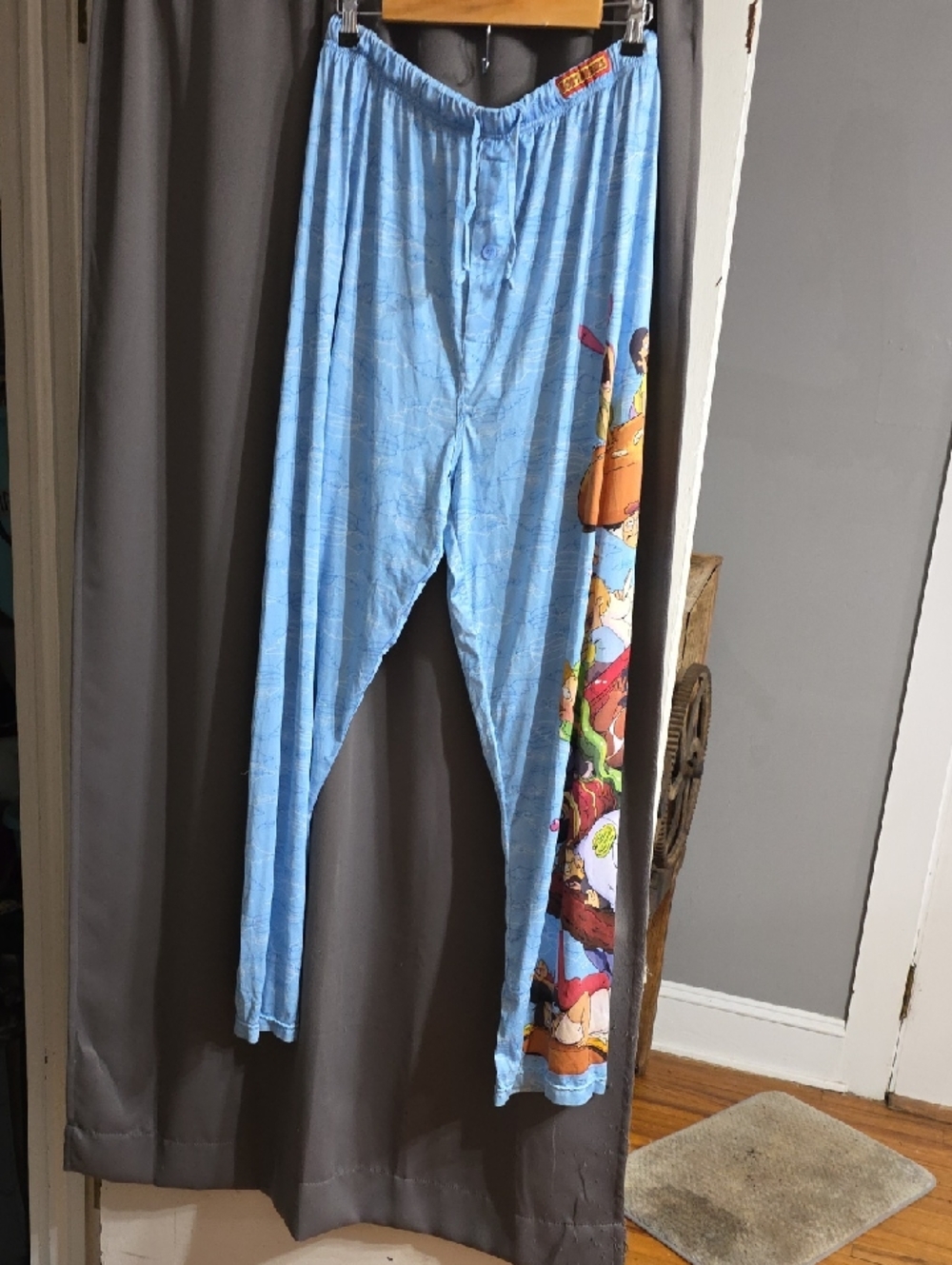 Bob's Burgers Men's Pajama Pants Lightweight Blue Graphic Down Leg Stretchy Sz L